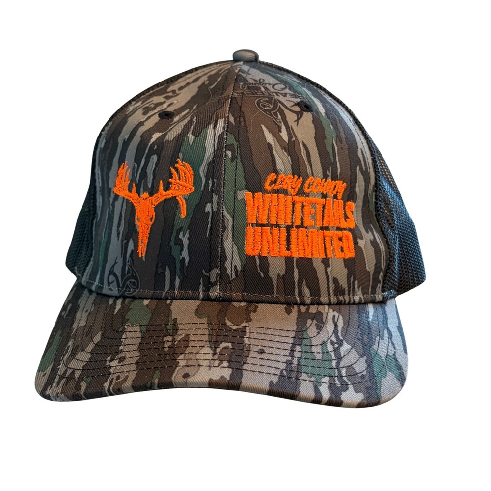 Richardson Whitetails Unlimited Camo Trucker Hat Snapback Orange Clay County Cap